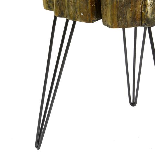26" Polystone & Metal Modern Accent Table